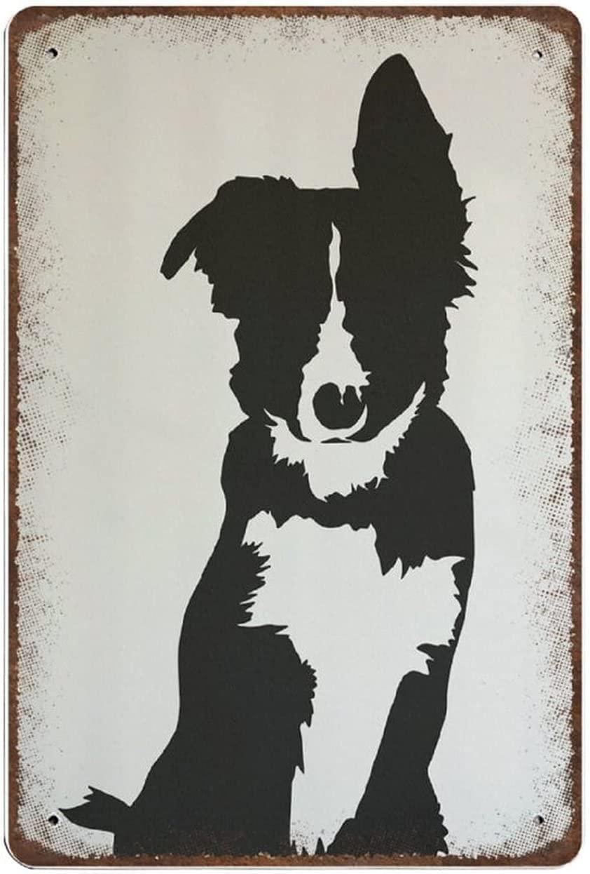 Vintage Border Collie Metal Tin Sign Retro Plaque Wall Decor For Home Kitchen Bar Pub Cafe Shop Office 8x5.5 Inch