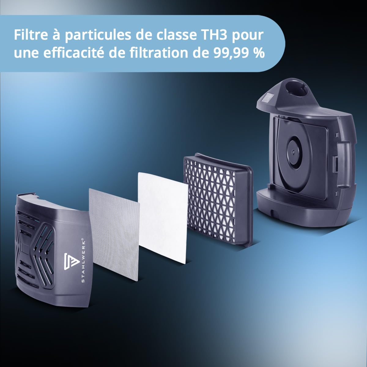 STAHLWERK Casque de soudage Automatique 3-en-1 Booster AIR – Masque de Soudeur avec Adduction d'air assistée, système PAPR, True Colour, obscurcissement Auto. DIN 4-13, Classe Optique 1/1/1/2