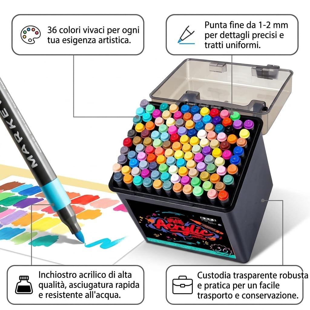 Acrylmarker Set mit Doppelspitze, 24 Farben (24-Farben Acrylmarker)