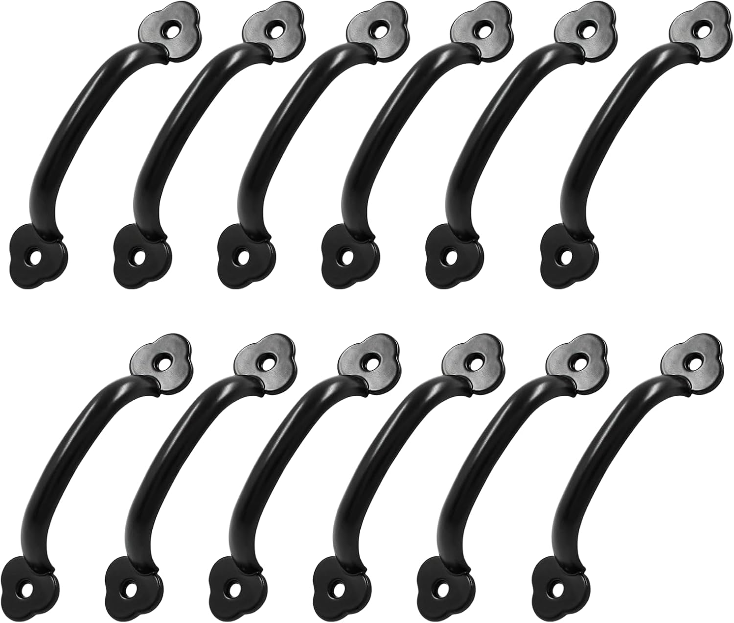 Bivethoi 12 Pcs Barn Door Handles, Metal Door Handle Black, Gate Pull Handle for Outdoor Garage Fence, Indoor Drawer Closet.