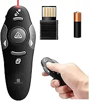 Controle Premium COM PILHA INCLUSA Apresentador Slide Laser Sem Fio, PowerPoint, Caneta Passador Slides, USB, Ideal Aula, Palestra, Reunião, Congresso, Avançador, Anatel, Preto, Plug Play
