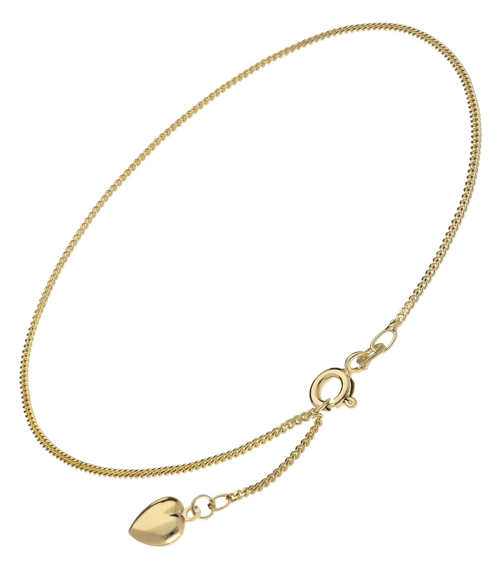 trendor Fußkettchen Gold 333 Fußkette mit Herz-Anhänger 15291 | Fußschmuck für Damen, Kette aus Echtgold, Made in Germany