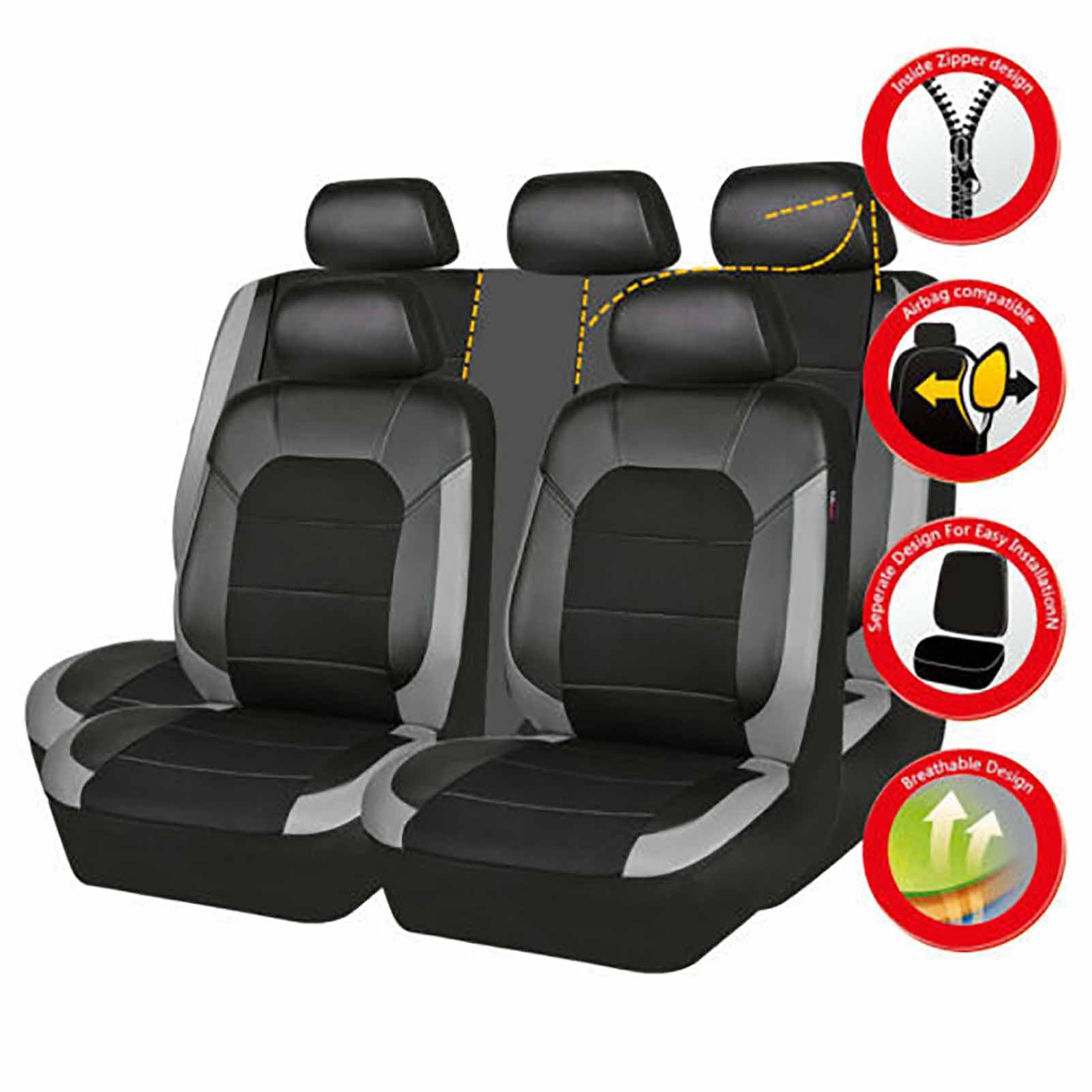 Fundas Asientos Coche para Citroen C4 I 2004 2005 2006 2007 2008 2009 2010 2011, 9 Piezas Delanteros y Traseros Juegos de Cubreasientos Protección, Funda Asiento Coche, Accesorios Coche