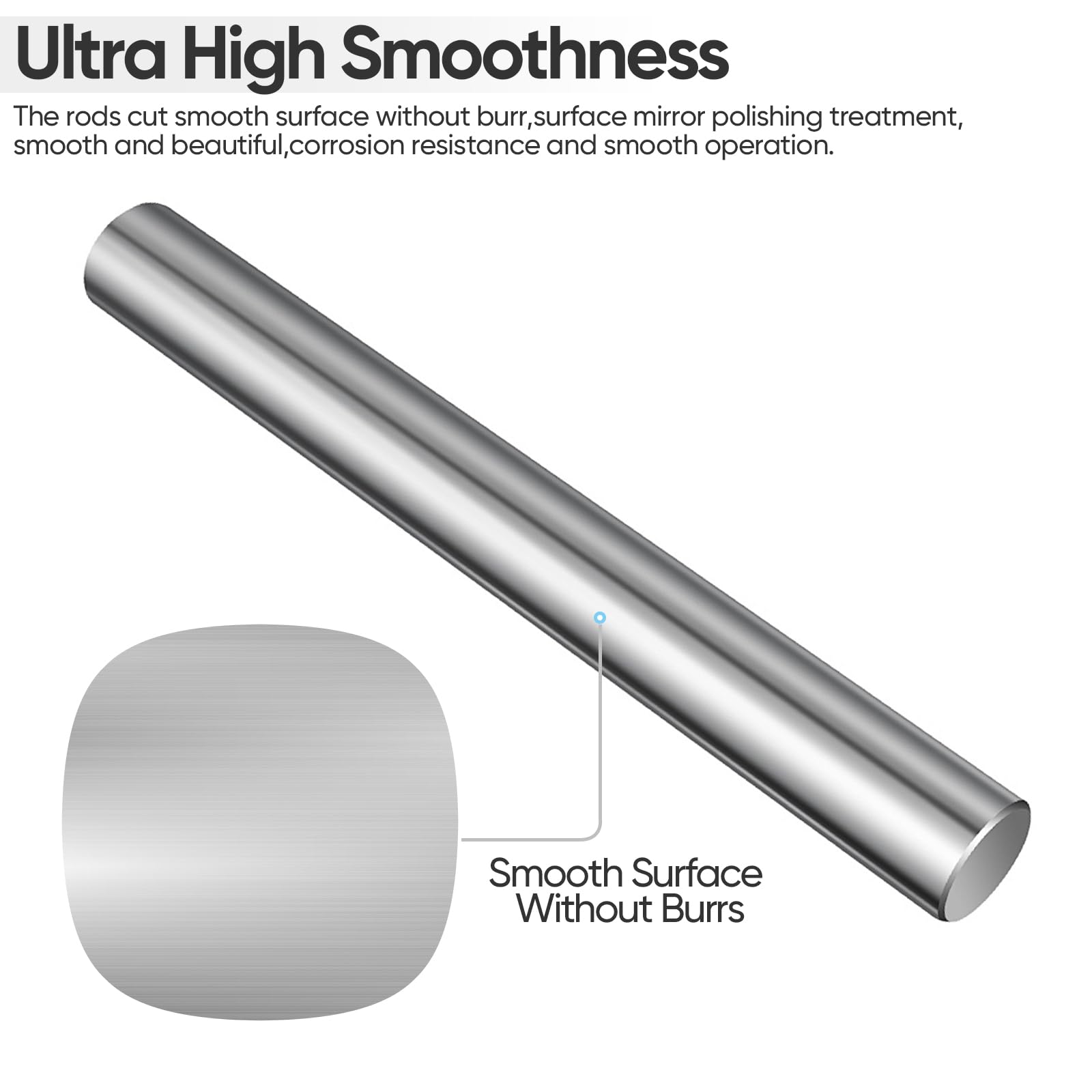 16mm x 200mm (0.63 x 7.87 inch) Linear Motion Rod Shaft- Case-Hardened Chrome Linear Rail Guide for 3D Printers, CNC, Robotics & DIY - Metric h8 Tolerance — Amazon image 6