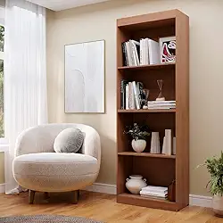 Estante Livreiro Flex Multiuso Bipartido com 4 Prateleiras – Montagem Vertical ou Balcão (Nature)