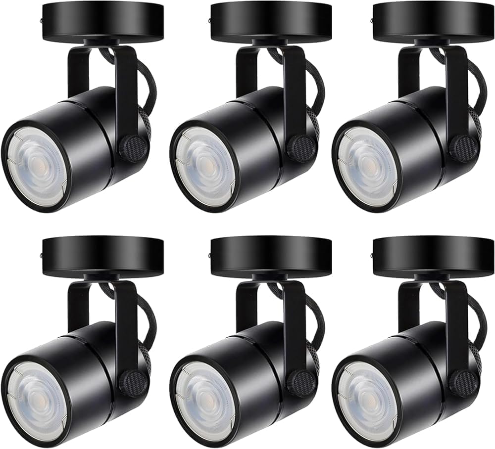 Black GU10 Ceiling Spotlight, 6 Packs Anti-Glare Ceiling Spotlight Fixtures, Accent Lights for Shops, Supermarkets, Kitchens (Black)