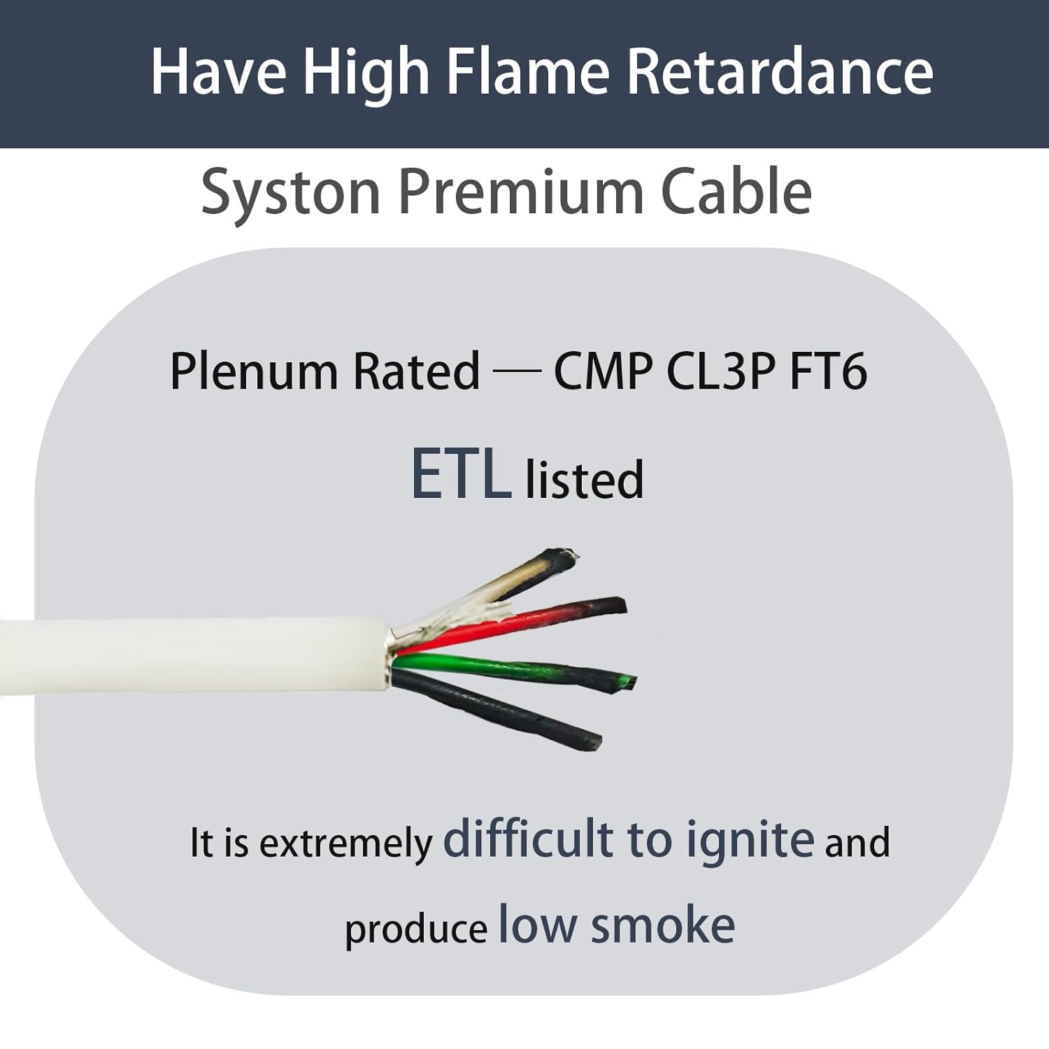 18/2 Fire Security Alarm Control Cable Wire, CMP/CL3P Shielded Copper Stranded ETL,RoHS for Door Bell & Burglar System, Fire Detector, Security Station,Indoor Low Voltage Use, 200feet