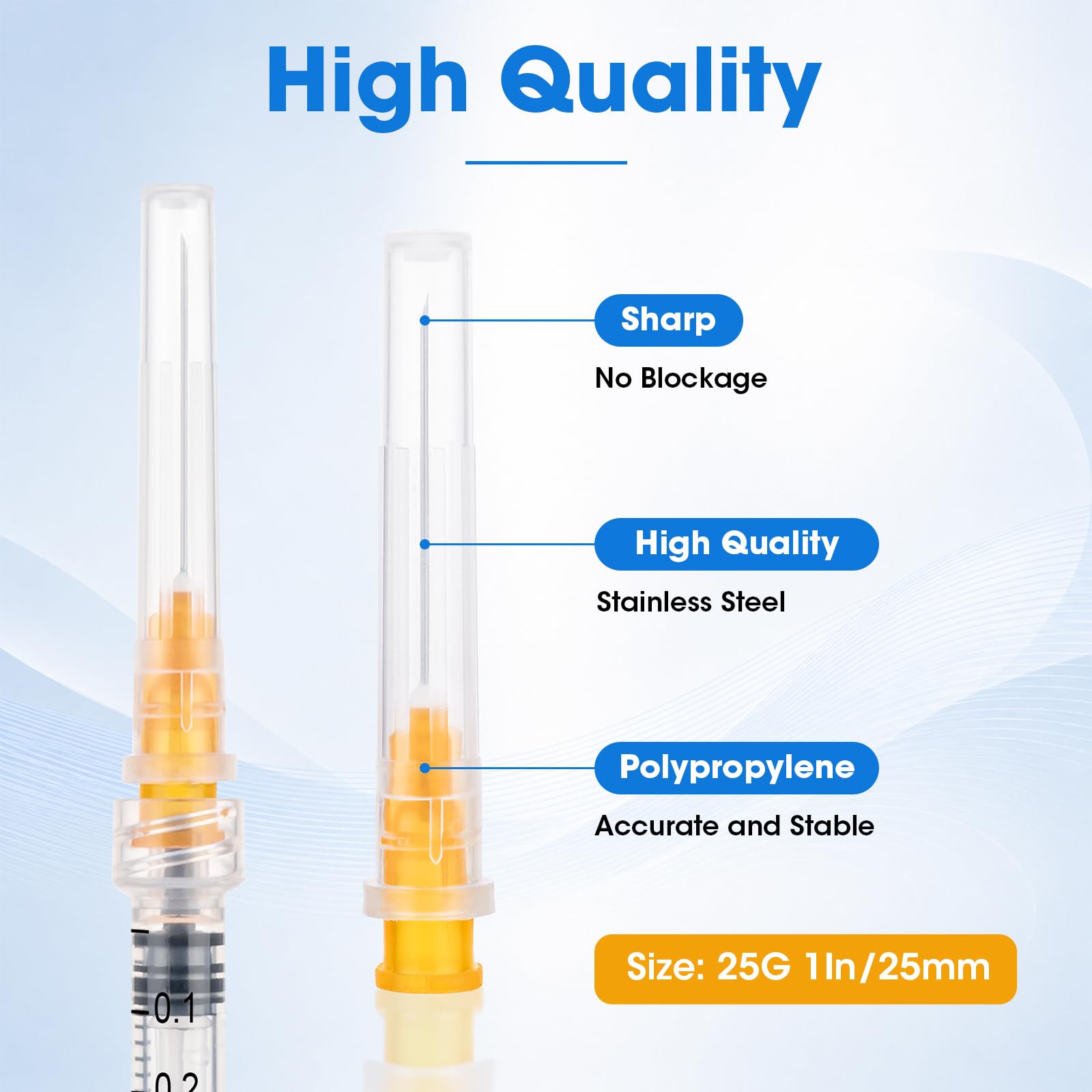 1ml Syringes with 25G 1 Inch(25mm), 1cc Luer Lock Syringes, 100 Pack — Amazon image 4