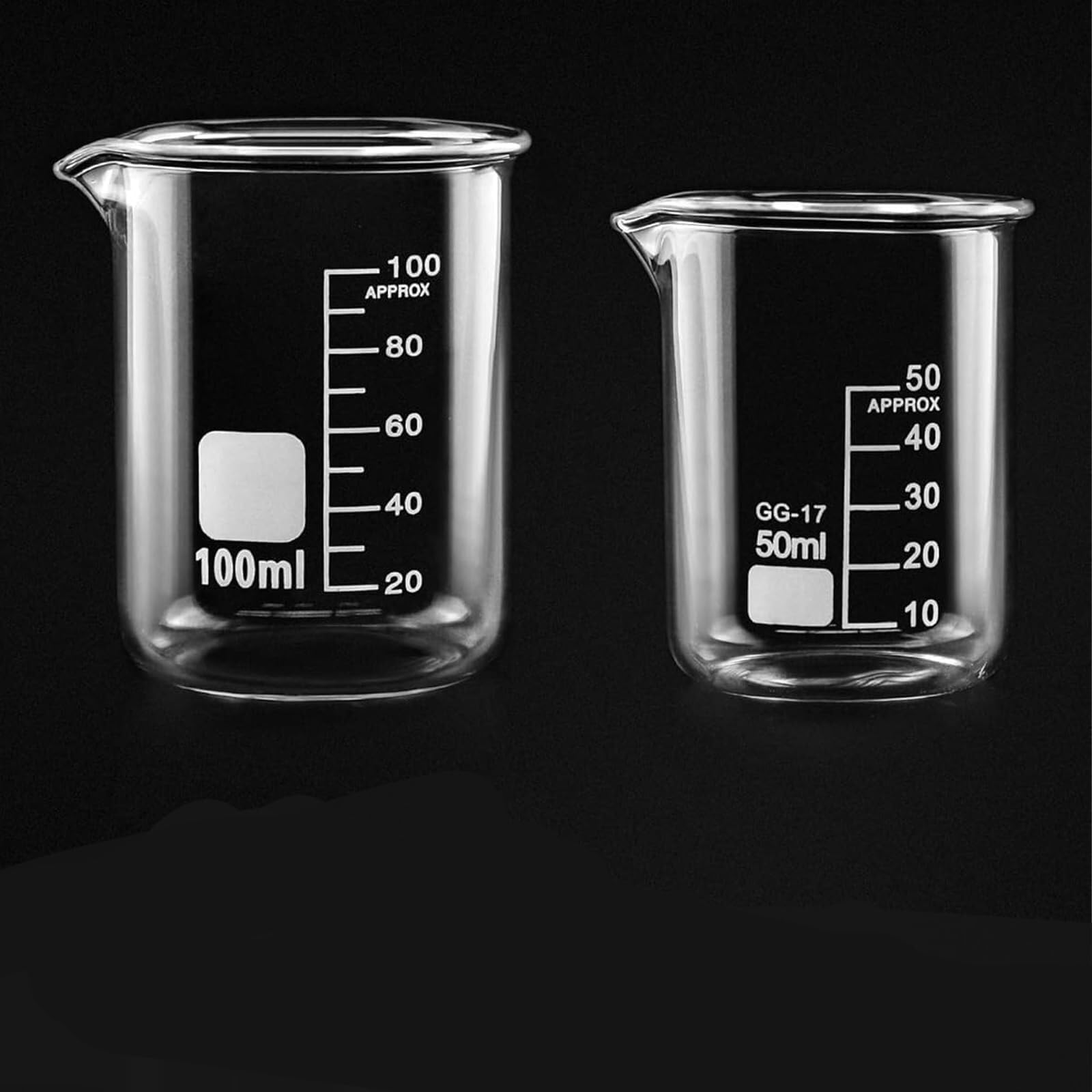 Zlewka laboratoryjna z dziobkiem, Zestaw 2-częściowych zlewek miarowych ze szkła borokrzemowego, 50 ml i 100, do laboratorium kuchni(50ml+100ml)