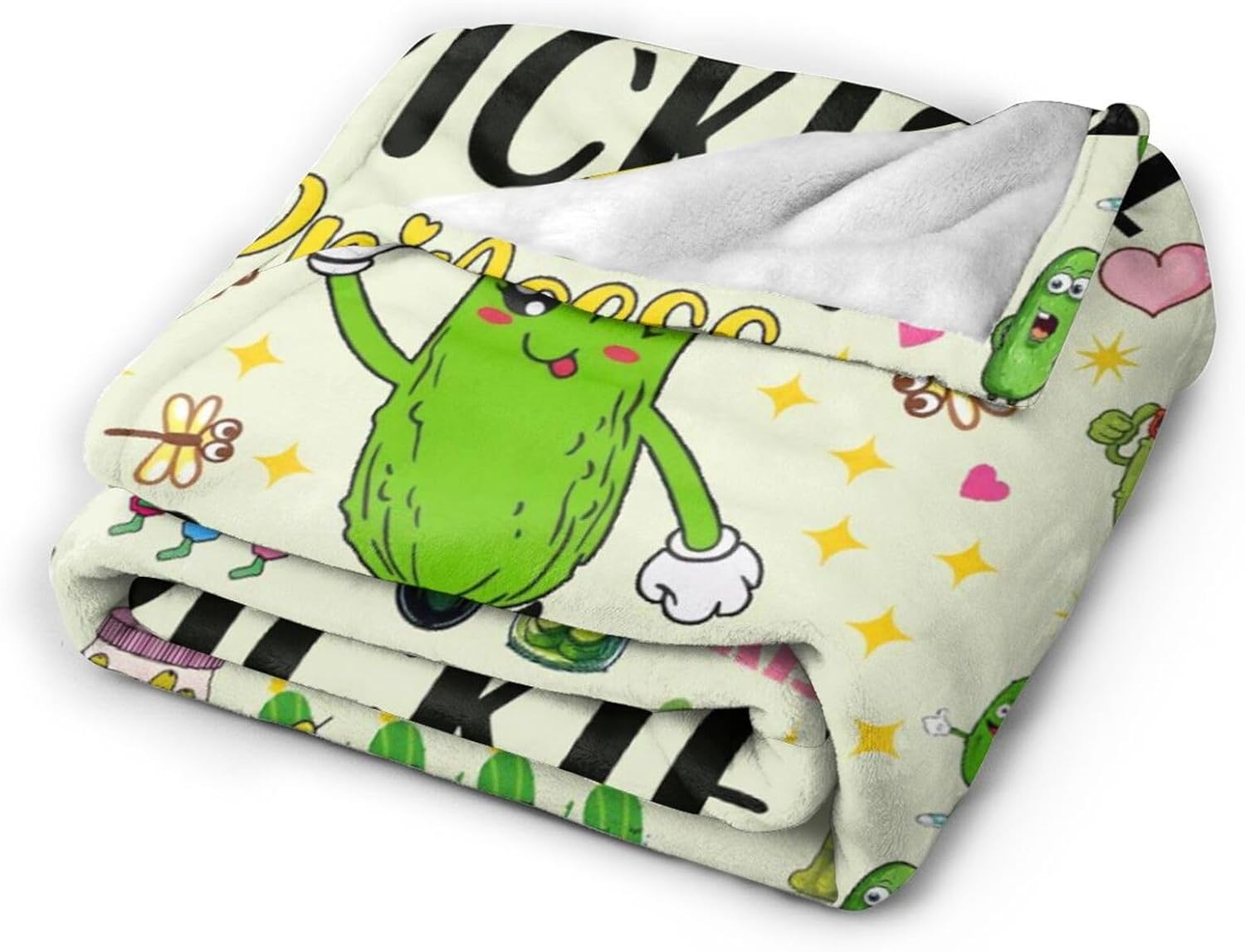 Cute Pickle Blanket Gifts for Girls Kids, Unique Fun Throw Blanket Gift for Pickles Lovers, Funny Cozy Warm Comfy Flannel Throws Blankets for Couch Sofa Bedroom Living Room 50"x40" - Image 4