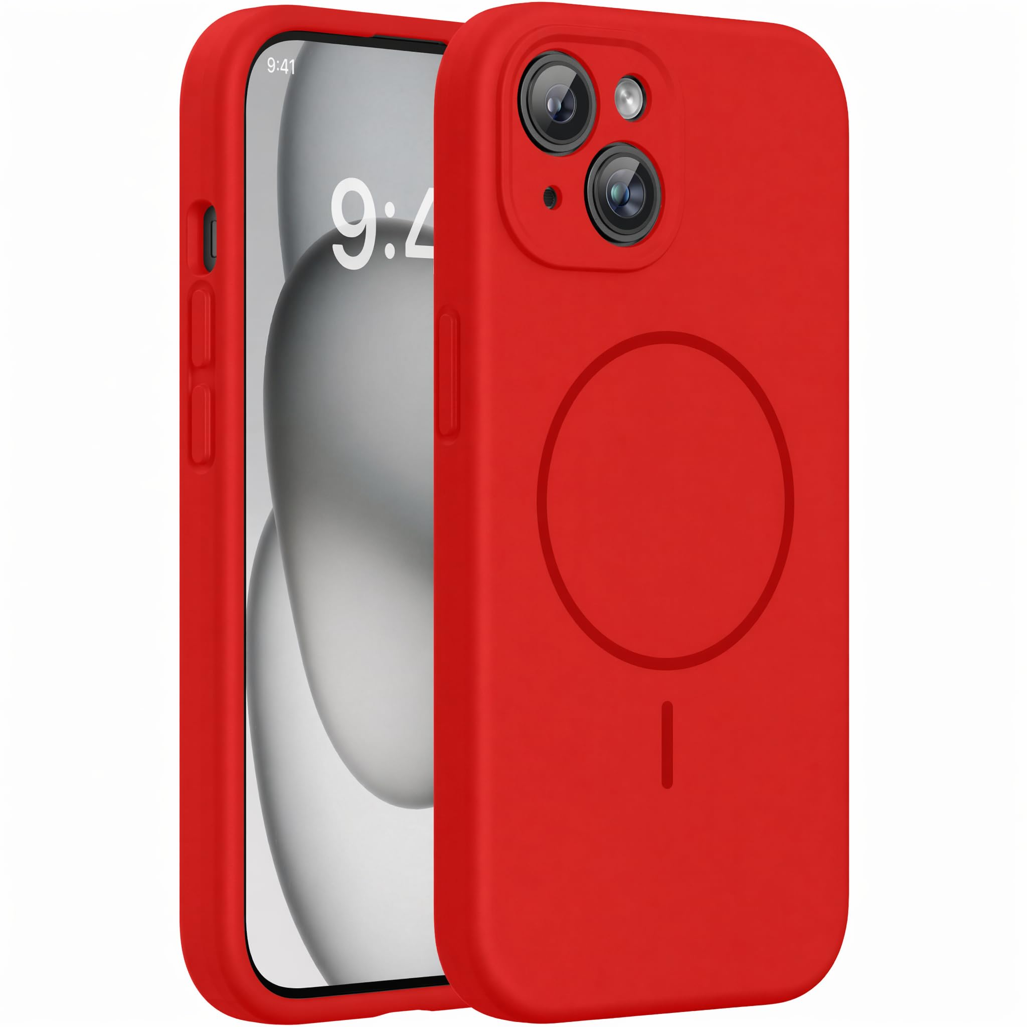 Miracase Silicone &amp; Magnetic for iPhone 15 Case, Red
