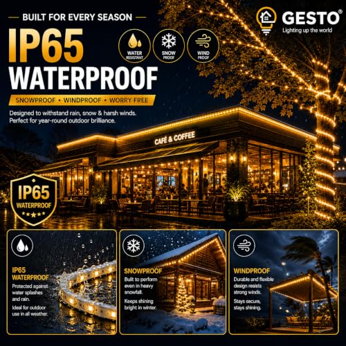 Image of Gesto 5 Meter Warm White LED Rope Strip Light | 120 LEDs /Mtr IP65 Waterproof Indoor & Outdoor Lights for Balcony, Home Decor & Cove Light for False Ceiling | Cuttable Every 1M for Diwali Decoration