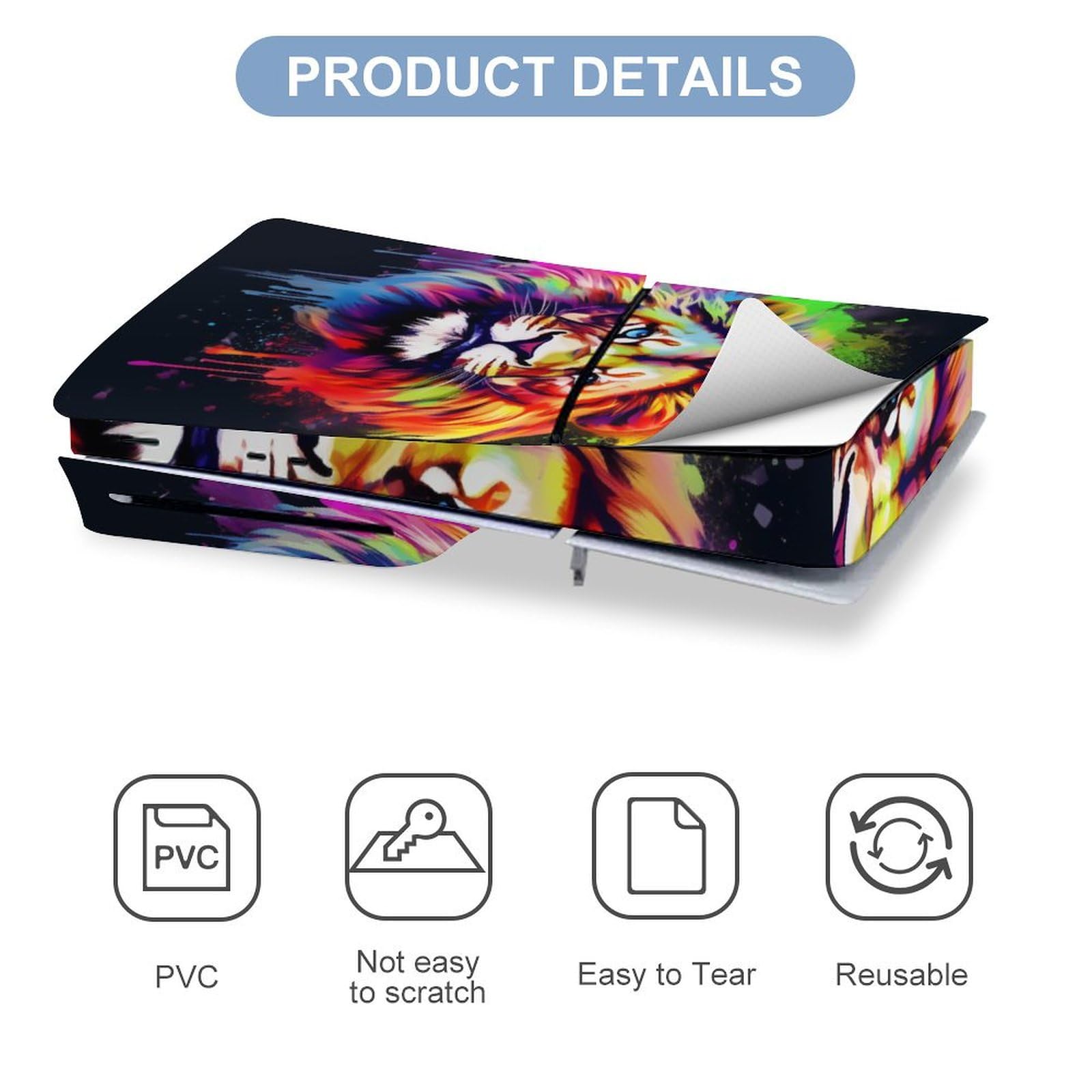 Calcomanía para PS5 Slim Disc Skin Painting Lion Skin Console Controller Accessories Cover Skins Anime Vinyl Cover Sticker Full Set Only for Playstation5 Slim Disk Edition