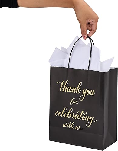 Miniatura 6 de DjinnGlory Paquete de 50 bolsas de regalo de bienvenida con asas y 50 papel de seda blanco para invitados de hotel, despedida de soltera, regalos de