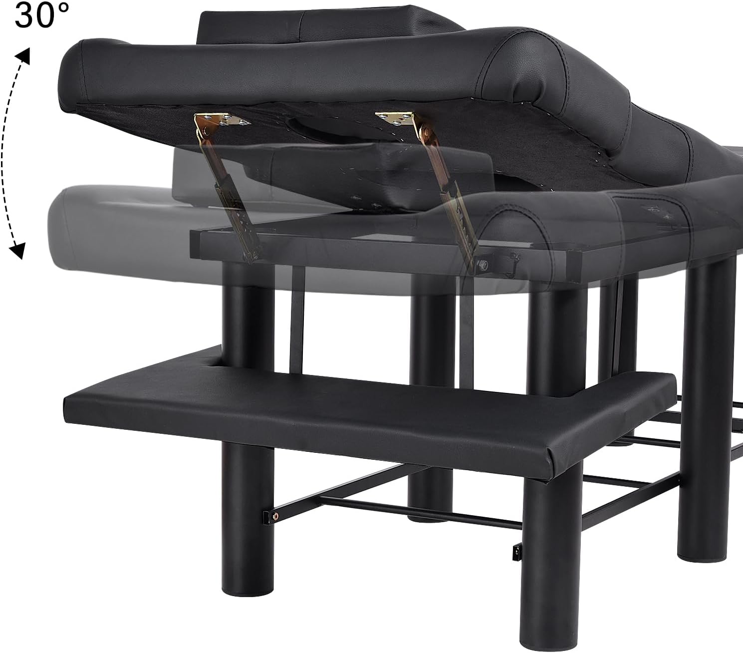 Professional Stationary Massage Table with Backrest, Adjustable Thick Foam Spa Massage Beds,Metal Frame PU Leather 27.55'' Wide 72.83'' Long Heavy Duty Bed for Massages, Hairdressing, Spas(Black)