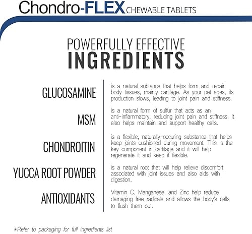 Miniatura 4 de Chondro-Flex - Potente fórmula para el cuidado de las articulaciones para perros y gatos, máximo apoyo nutricional, glucosamina, condroitina, MSM,