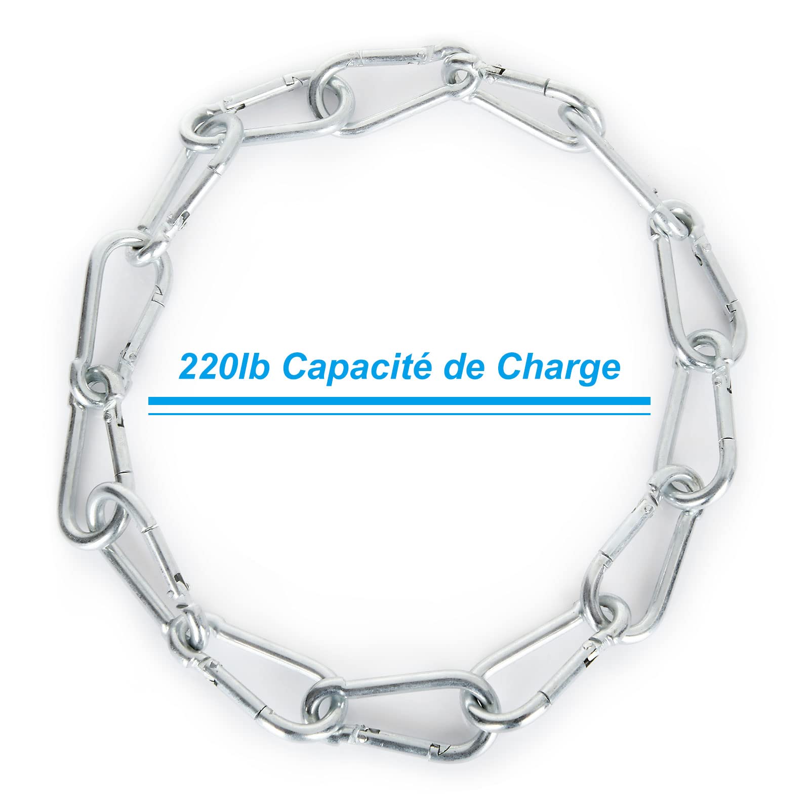 SENENQU M5 Mousqueton Acier Galvanisé, 60 PCS Mousqueton de Fixation pour Charges Lourdes - Capacité de Charge de 100 kg/220 LB, Crochet Mousquetons Balancoire - 50mm x φ5 mm