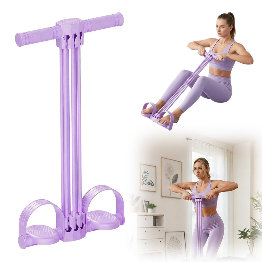 Pedal Resistance Bands With Handles, 2026 New Yoga Resistance Band, 6 Tube Pedal Ankle Puller, Sit Up Exercise Equipment For Full Body Workout, Home Gym Training, Weight Loss, Training (Purple) — image 1