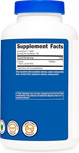 Miniatura 5 de Nutricost L-Lisina 1000 mg, 120 tabletas - Sin gluten, sin OMG y apto para vegetarianos