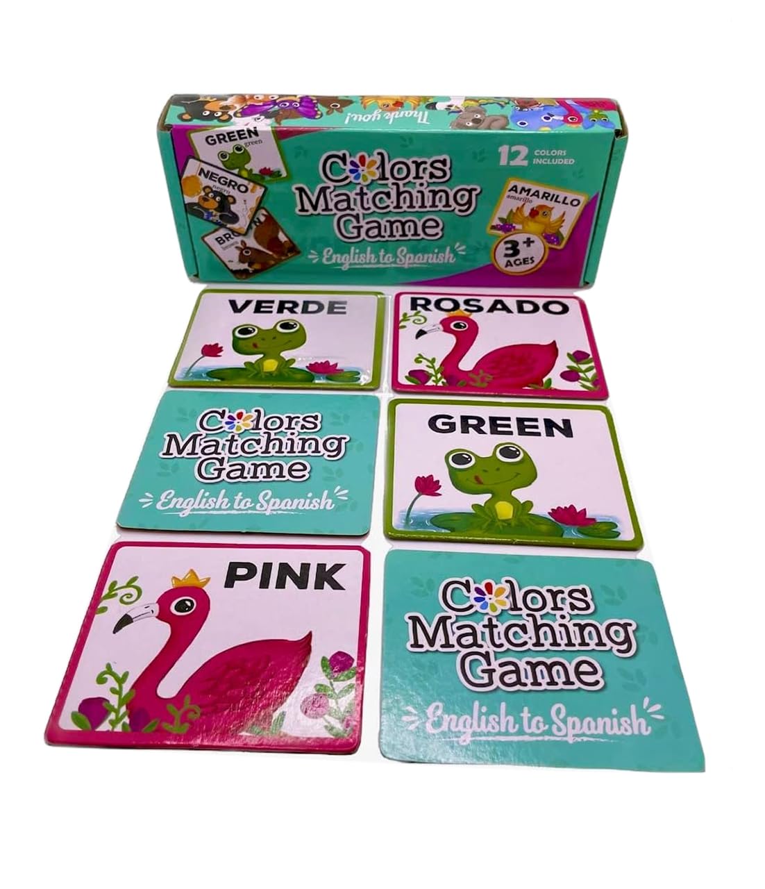 English to Spanish Colors Matching Memory Game. ESL and Language Immersion. Early Children's Bilingual Reading. Learn Spanish and English Colors