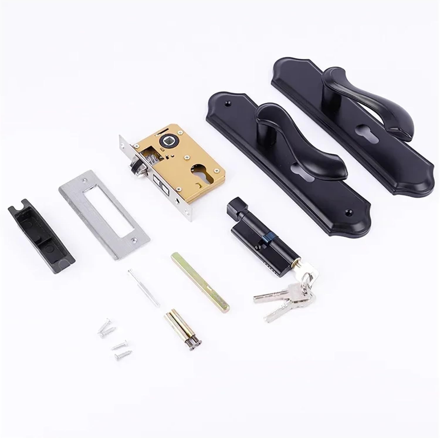 Door Lock Black Indoor Household Solid Wood Silent Split Handle 1Pcs(1)