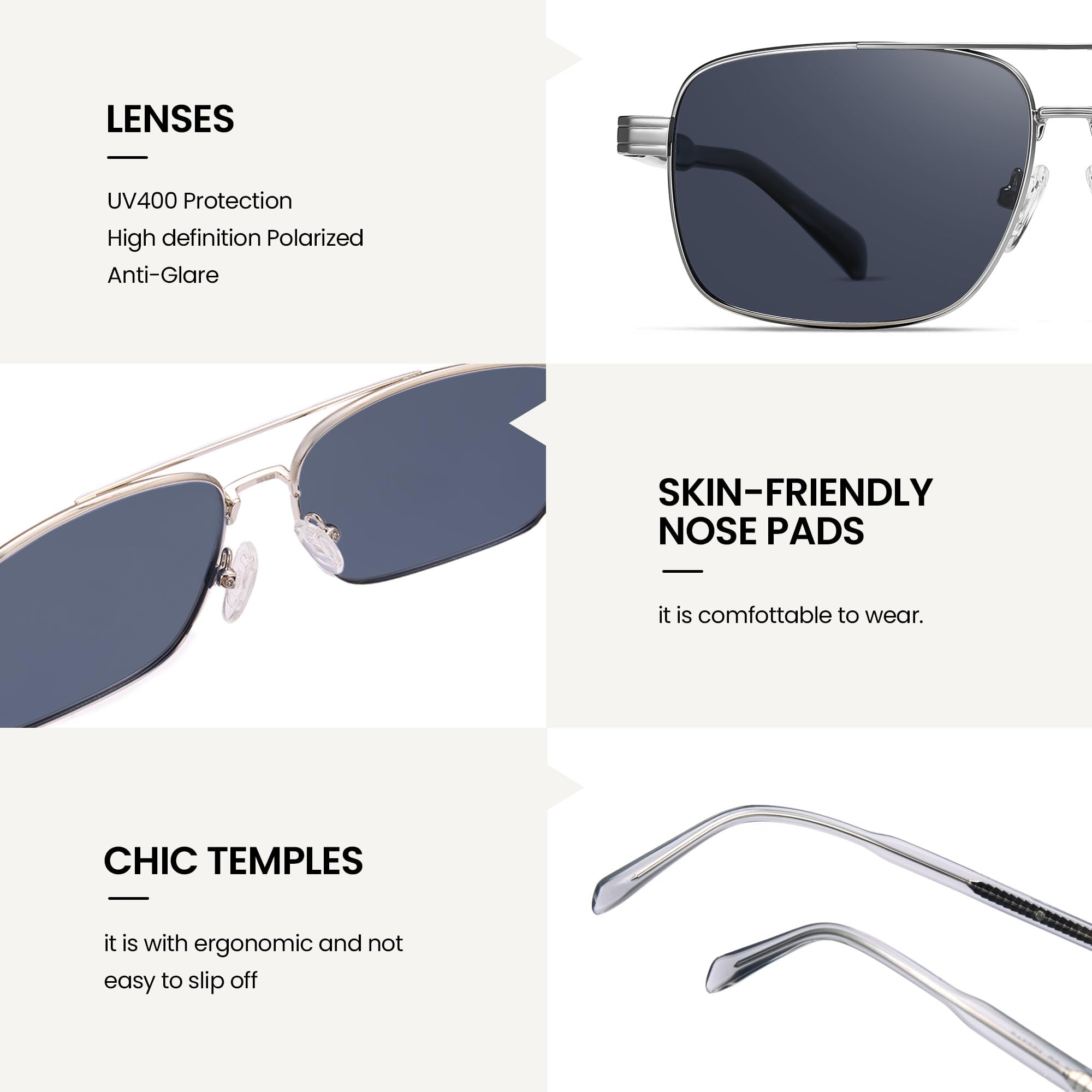 Cyxus Gafas de Sol Polarizadas Pilot Hombre Mujer Patillas Acetato AP1376
