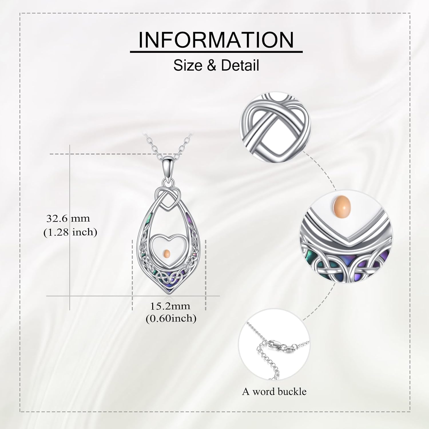 URONE Filigree Teardrop Necklace 925 Sterling Silver Mustard Seed Moonstone Pendant Vintage Filigree Jewellery Gifts For Women