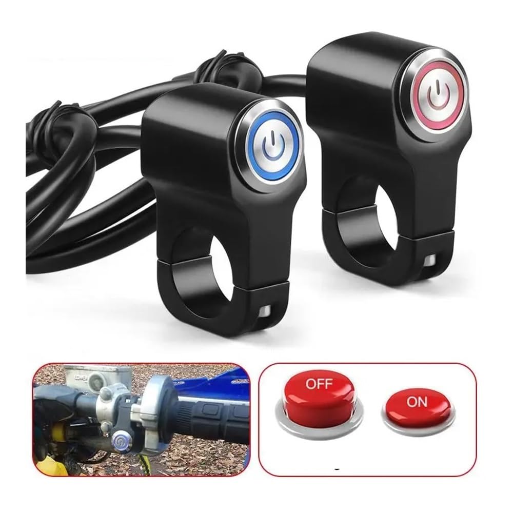 Commutateur Bouton Guidon Moto Interrupteur De Guidon pour Moto, 22 Mm, 7/8", Bouton d'alimentation pour Phares, Marche/arrêt, pour VTT, Sport, Tout-Terrain, Démarrage