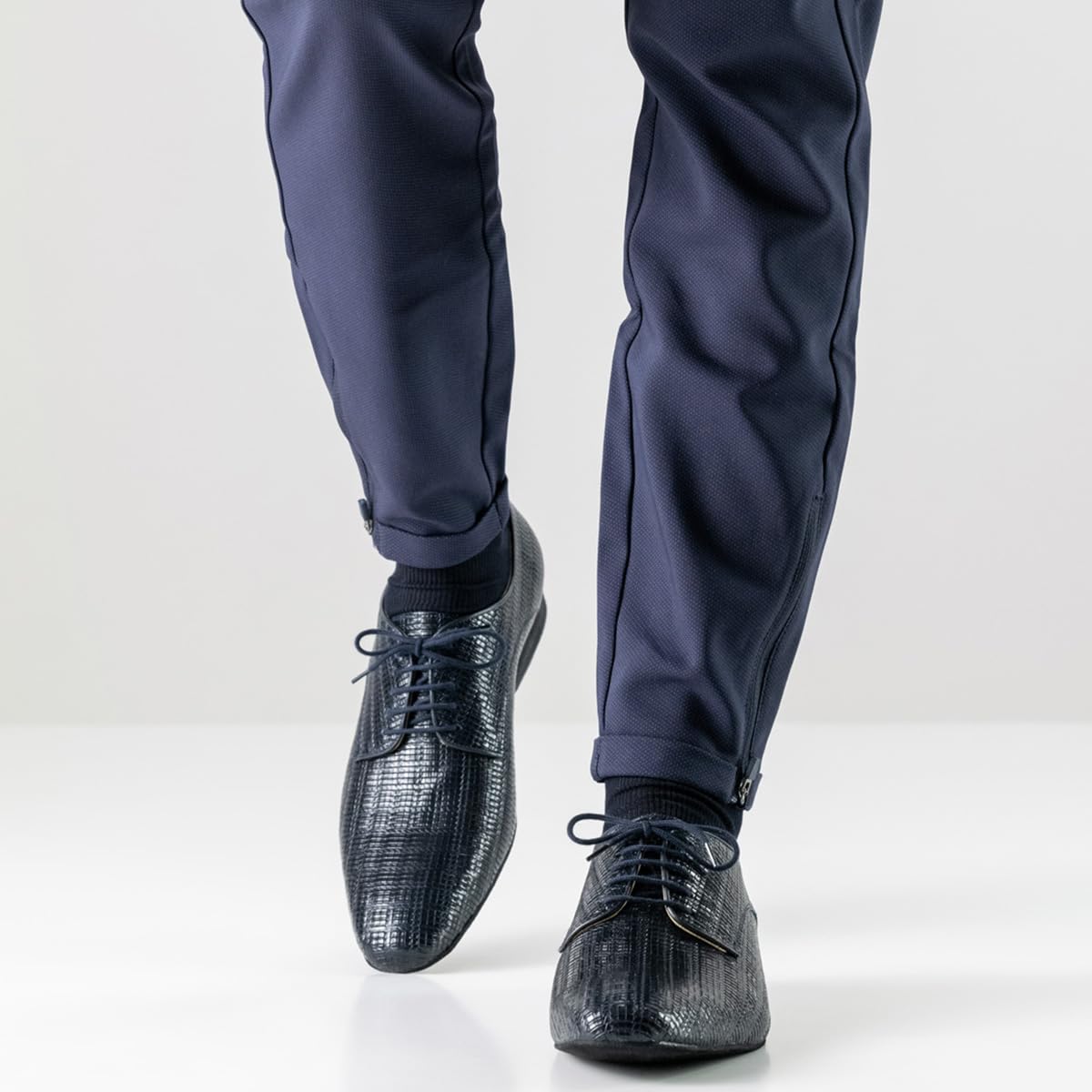 Werner Kern Herren Tanzschuhe Ravenna 28043 - Leder Grattato Blu - Normalweite - 2 cm Standard Absatz - Made in Italy