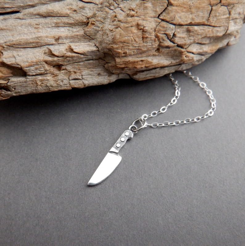 Pendentif ustensile de cuisine mini couteau de chef argent 925 - 2