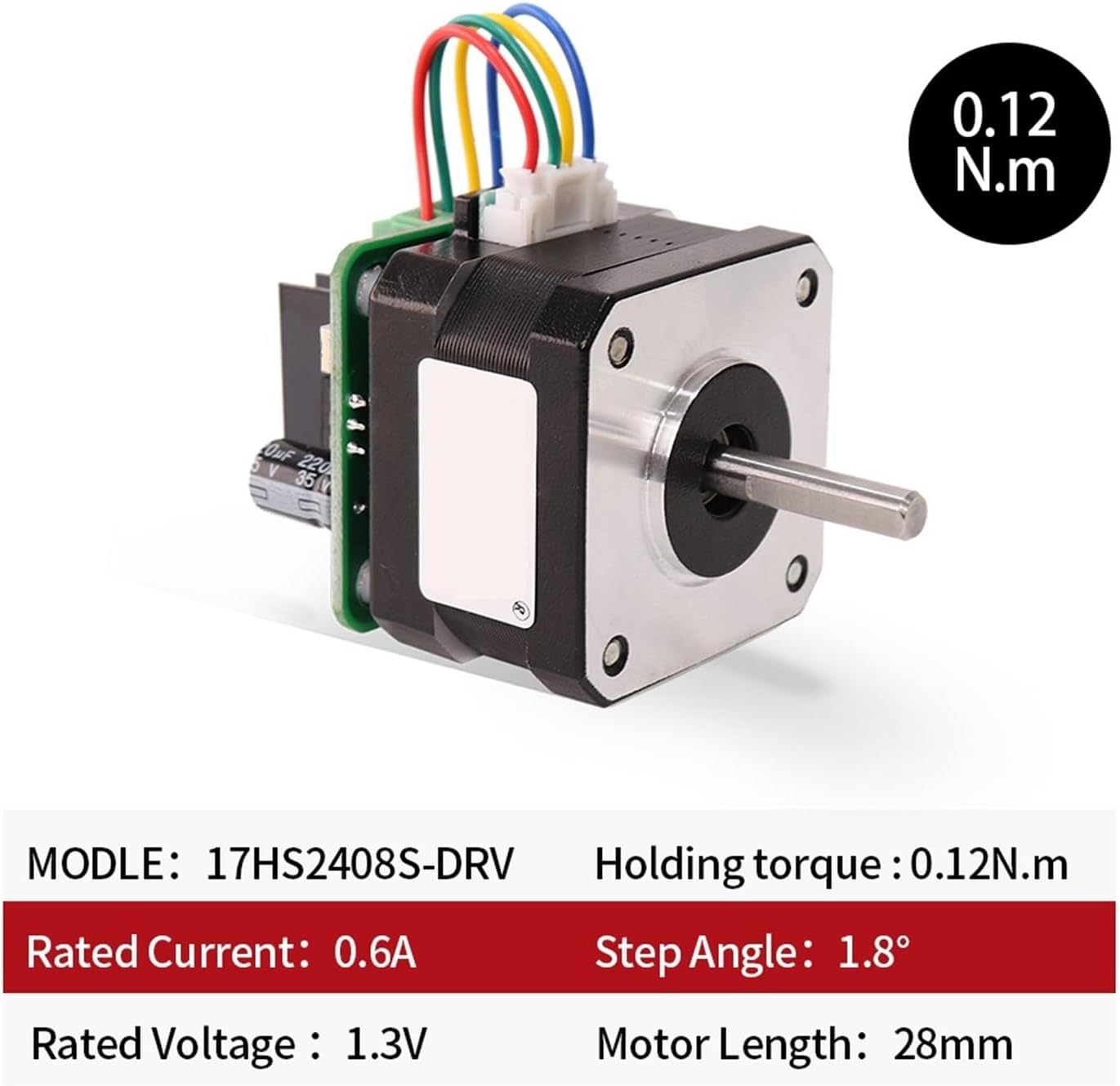 1PCS 17HS2408S-DRV 0.6A 12N.CM stepper motor driver with rear drive suitable for CNC worm gear trimming machine