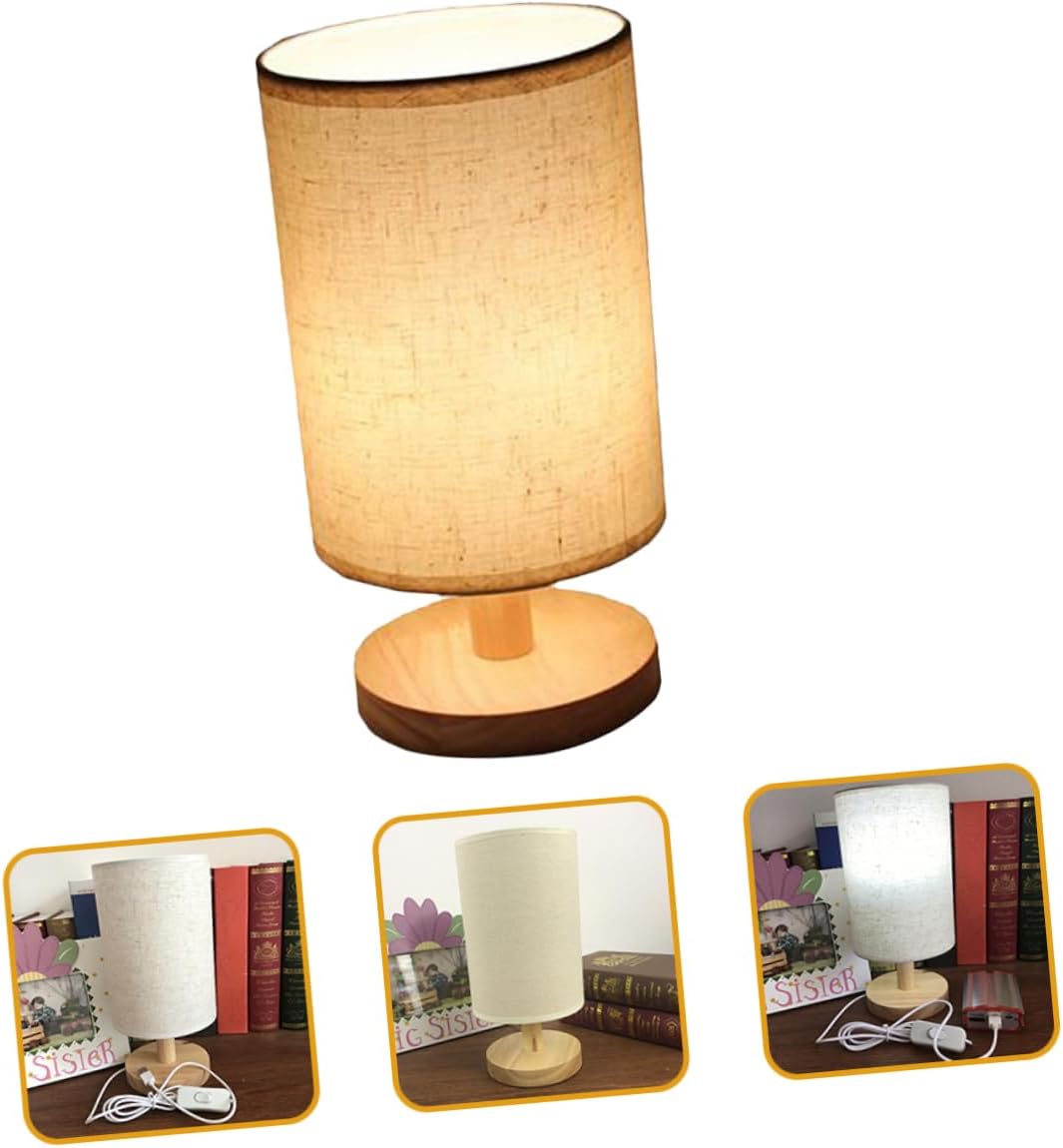 Linen Cloth Table Lamp with USB Charging Stylish Desktop Light for Bedroom Office Eye-Caring Design Durable and Chic Small Night Light for Home