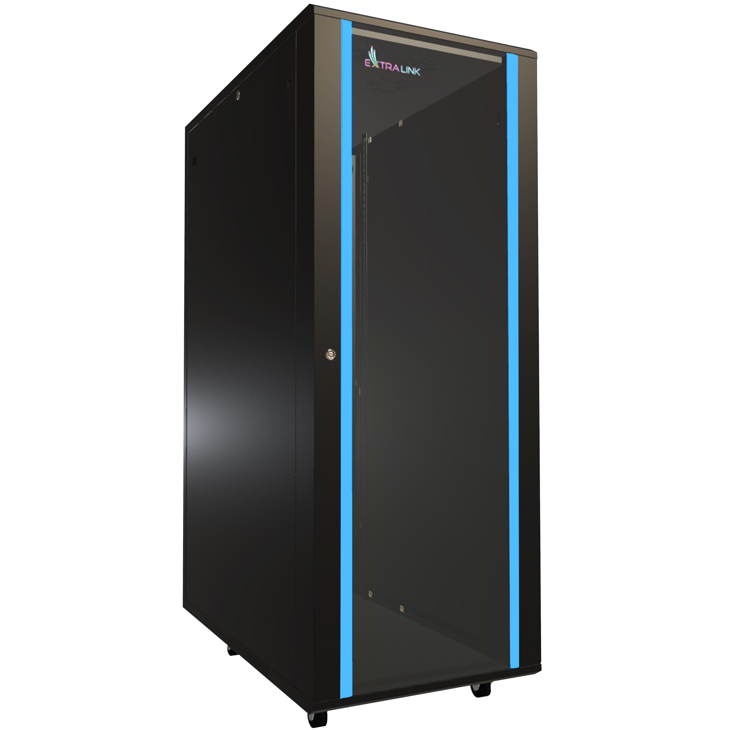 EXTRALINK 32U 600X1000, rack de pie, ideal para salas de servidores de red, control de CCTV, empresas, empresas de TI, instalación fácil, color negro.