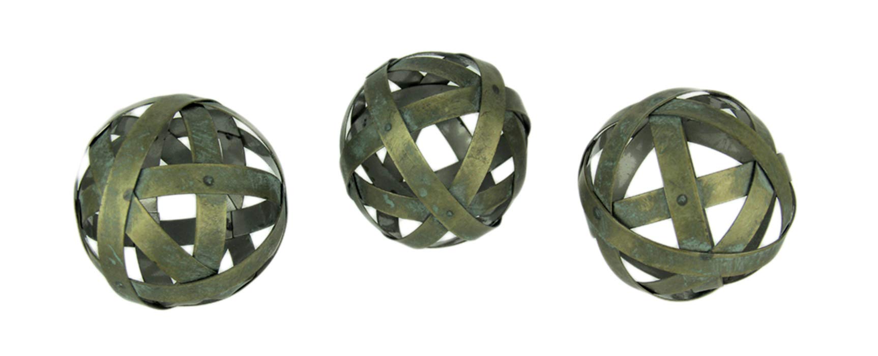 PD Home & Garden Distressed Bronze Finish Metal Bands Decor Balls Set of 3