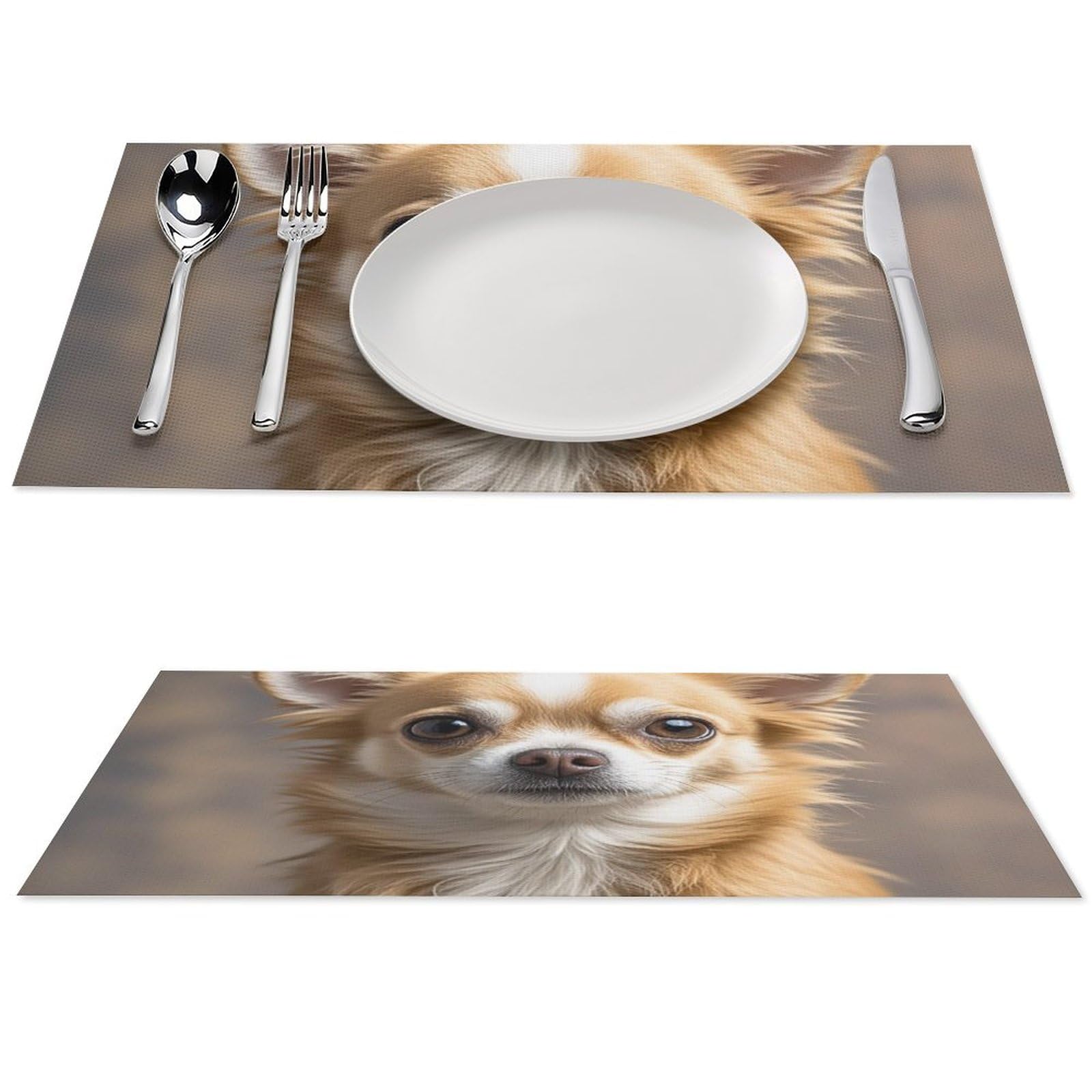 Set de table Chihuahua en PVC antidérapant et résistant à la chaleur pour salle à manger - Lot de 4