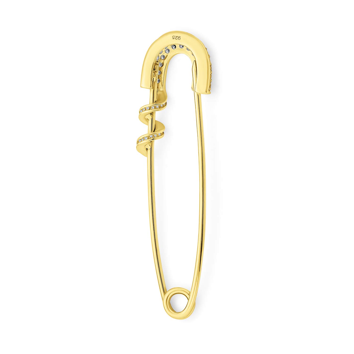 Support Symbol For Displaced People 14K Rose Gold Plated .925 Argent Sterling Pave Cz Safety Pin Brooch For Women Teen Add Charms