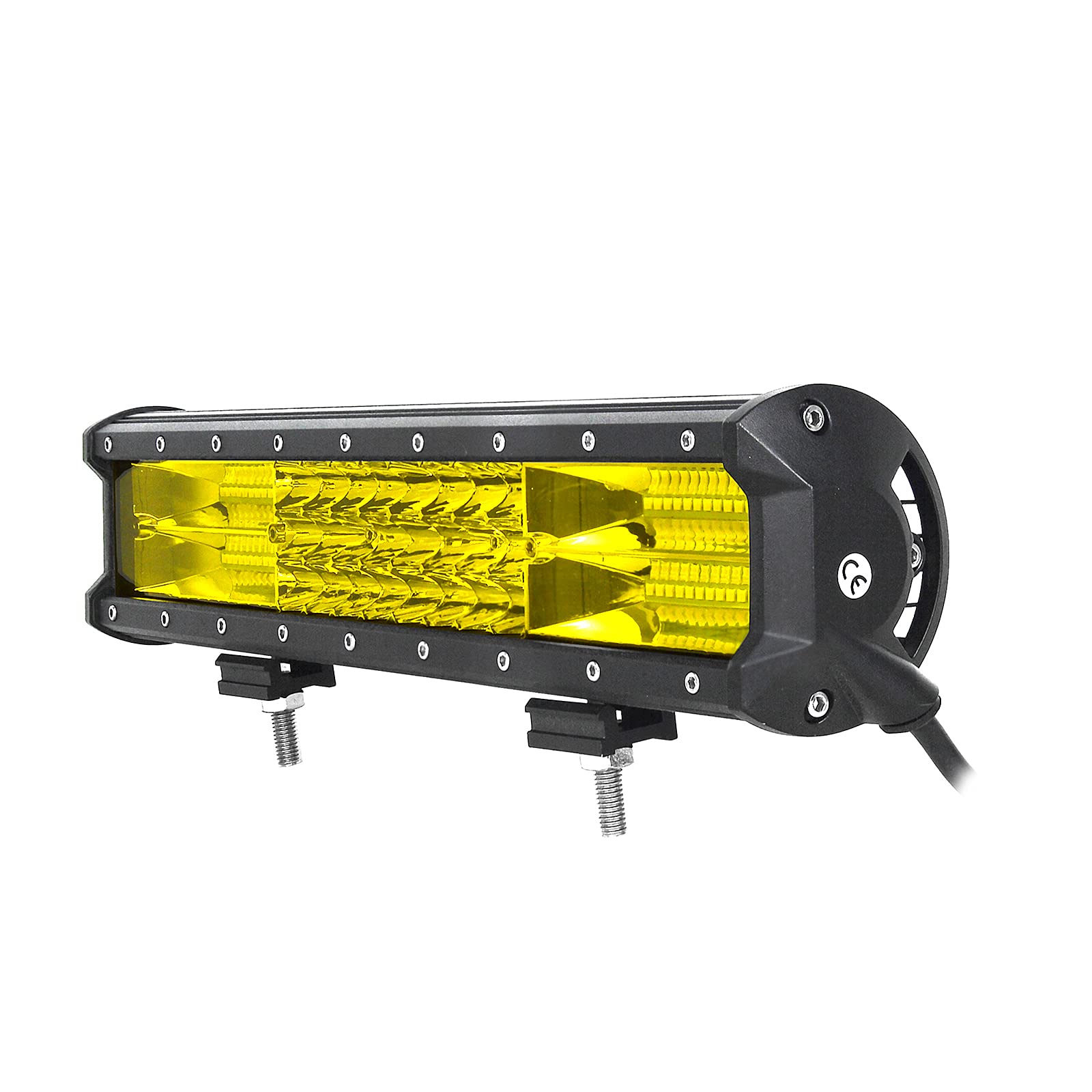 RIGIDON 15 Inch 216W Amber Light Bar, Triple Row Flood Spot Combo 21600LM LED Light Bar Waterproof Driving Boat Road LED Work Light for ATV UTV Jeep Truck