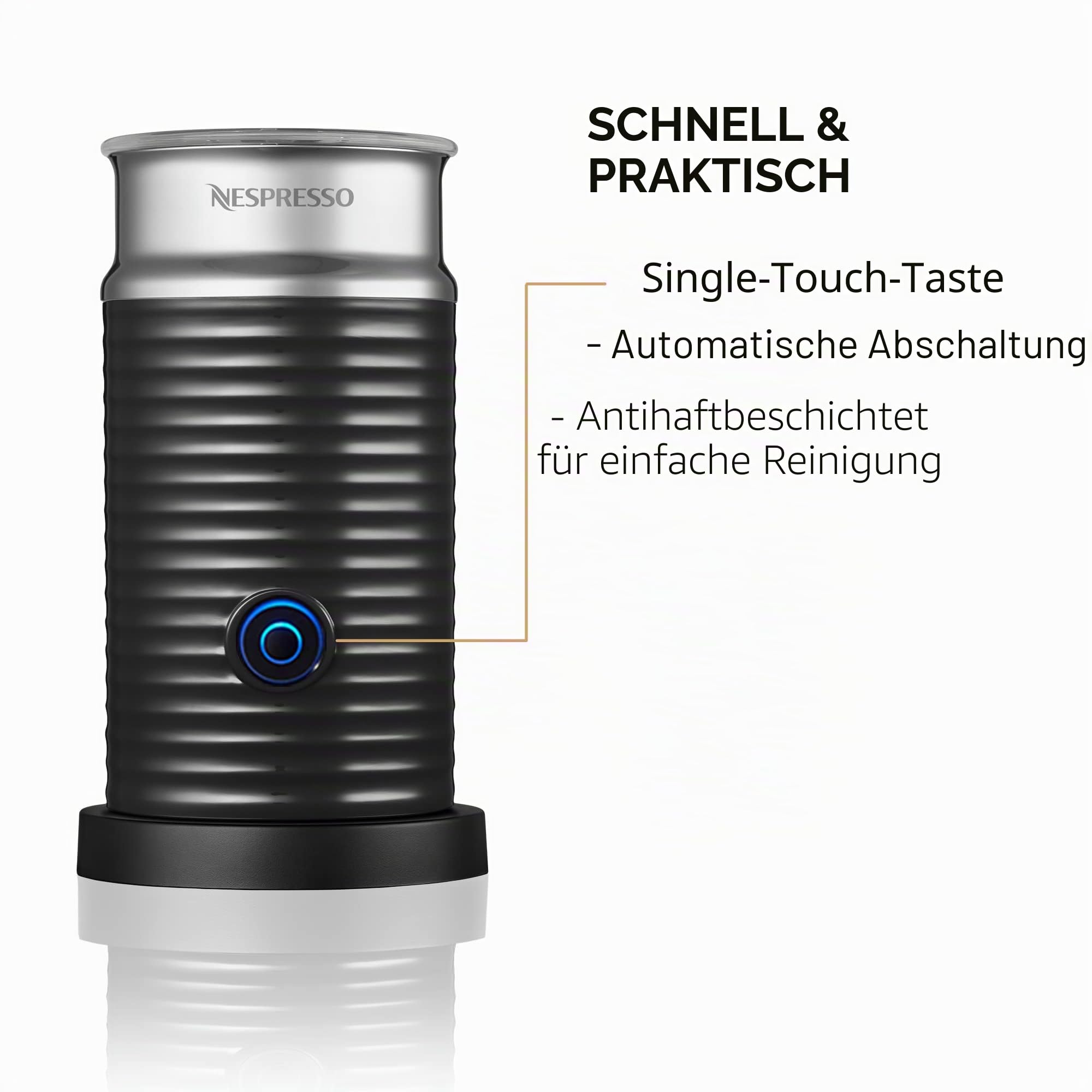 Nespresso Aeroccino3 Milchaufschäumer, Schwarz