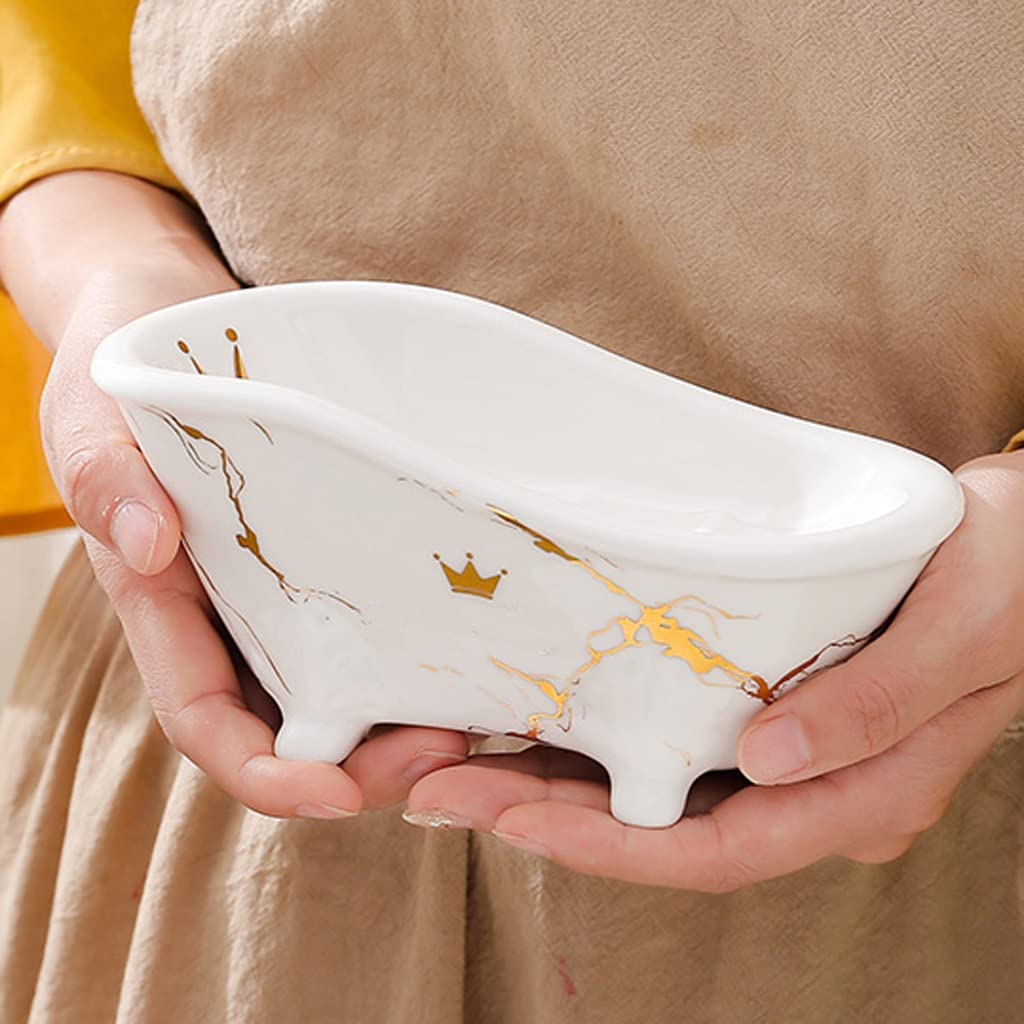 Samoopróżniający się uchwyt na mydło nordycka ceramiczna mydelniczka mydelniczka wewnętrzna umywalka łazienka kuchnia pudełko do przechowywania kreatywna mała wanna mydelniczka wanna mydło stojak na mydło mydło przechowywanie (kolor: A)