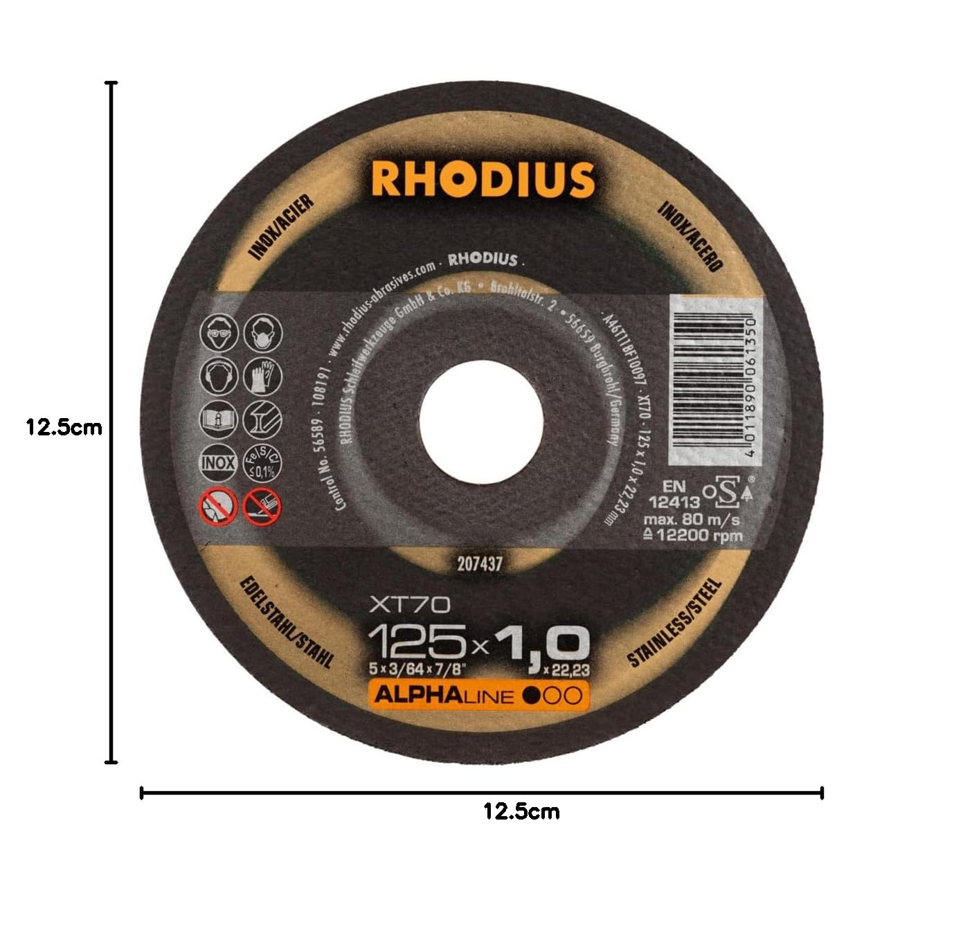 Rhodius XT70 PACK 211081 Disco da taglio 125 mm 22.23 mm 50 pz