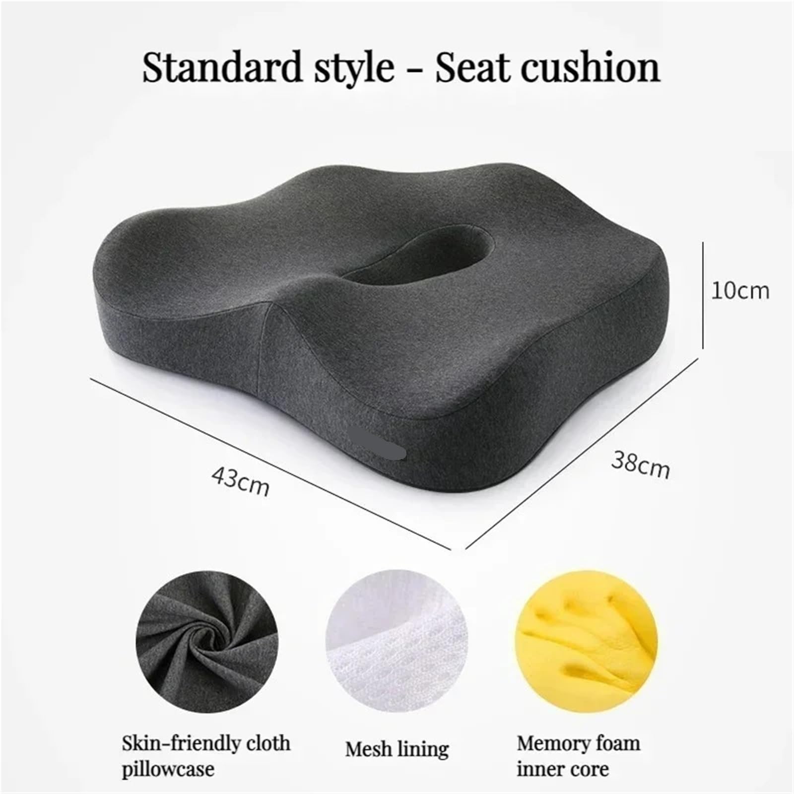 Memory Foam Sitzkissen Memory Foam Bürostuhlkissen Autositz Stützpolster Gesäßkissen Massage Hüftkissen Für Bürostuhl(Basic)