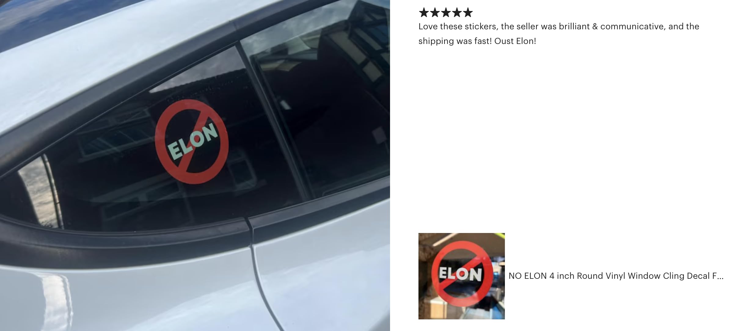 Lot De 2 Autocollants Ronds Anti-Elon Pour Tesla Model X Y 3 - 15,2 Cm - Sticker Vinyle Anti-UV - Cadeau Humour Propriétaire Tesla