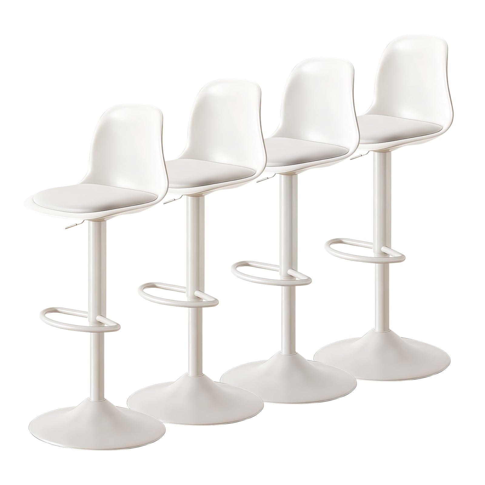 XUEGW Modern Bar Stools Set of 4, Adjustable Swivel BarStools with Back and Footrest,Height Bar Chairs for Island, Home Bar