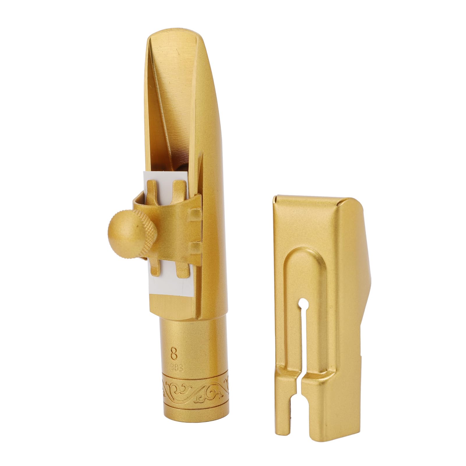 Bocchino per Sassofono Contralto in Metallo Ottone 8C, Bocchino per Sax, Parte di Ricambio per Sassofono con Cappuccio, Ideale per Professionisti, Principianti e Studenti