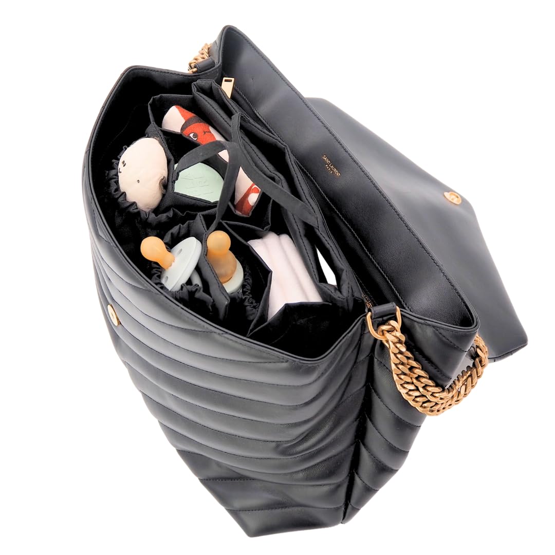 Wickeltasche für Eltern mit Fächern, Innentasche Handtaschen organizer, Taschenorganizer für Newborn Baby Essentials, Waschbar und Flexibel, Ideal für Reisen & Rucksack, schwarz