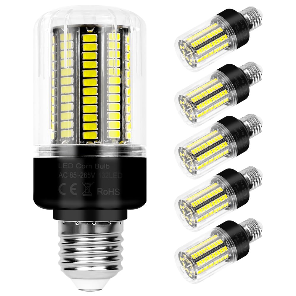 WENNI 6er Pack E27 Maisbirne 3146LM 6000K Kaltweiß 250W Ersatz LED Lampen 220V E26 Mais Glühbirnen Birnen Maiskolben Leuchtmittel Kein Flackern Garage Werkstatt Hof Lagerhalle Büro 2 Jahre Garantie
