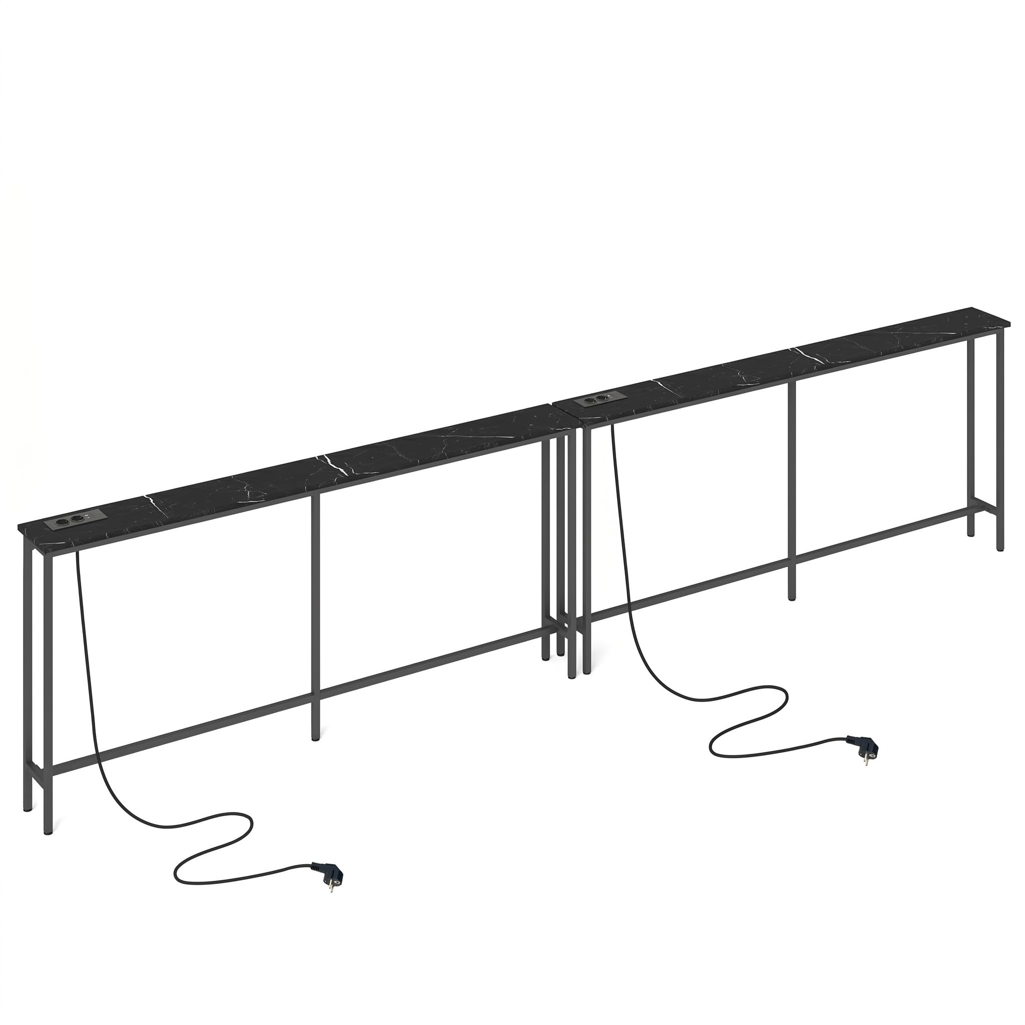 Mesa Consola Recibidor Entrada con Toma 160 cm A.(Mármol Falso/Juego de 2)