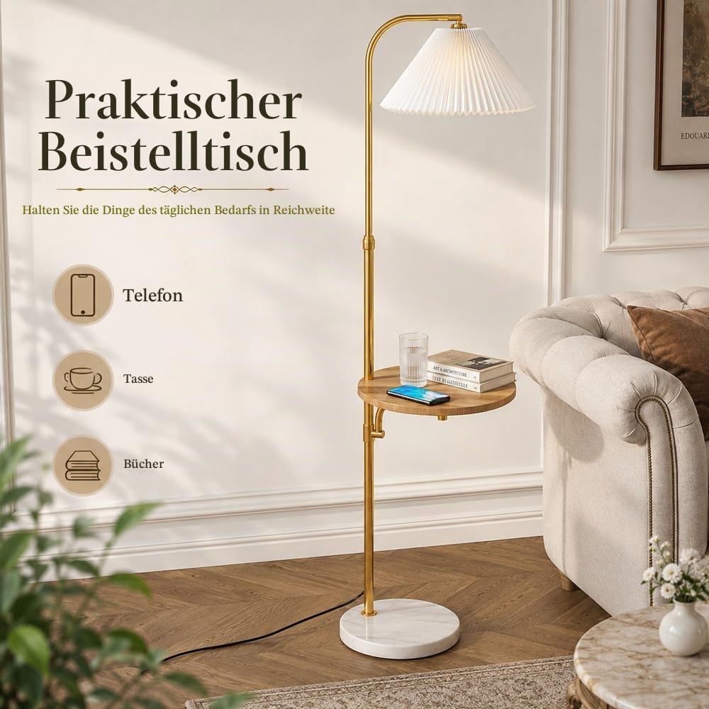 Stehlampe mit Tisch-Faltenschirm, vertikale Lampe, multifunktionale Stehlampen mit Trennwand, verstellbarer Kopf, Steh-Stehleuchten, Sofa-Eck-Leselampen, hohe Lampen für Schlafzimmer Wohnzimme