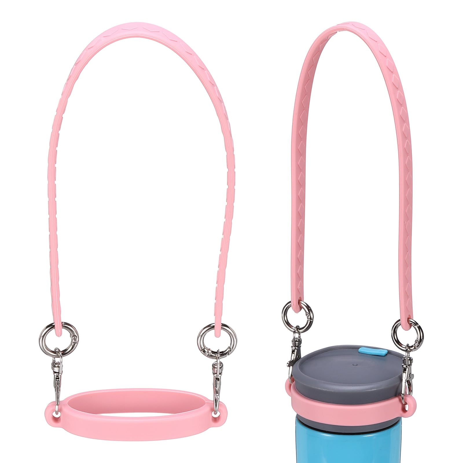YELARXI Silicone Water Bottle Handle, Water Bottle Handle Strap Universal Carrier Strap for Stanley Cup Accessories & Light Pink-Fitting for (Hiking/Camping/Gym/Fitness/Travel/Outdoor Use)