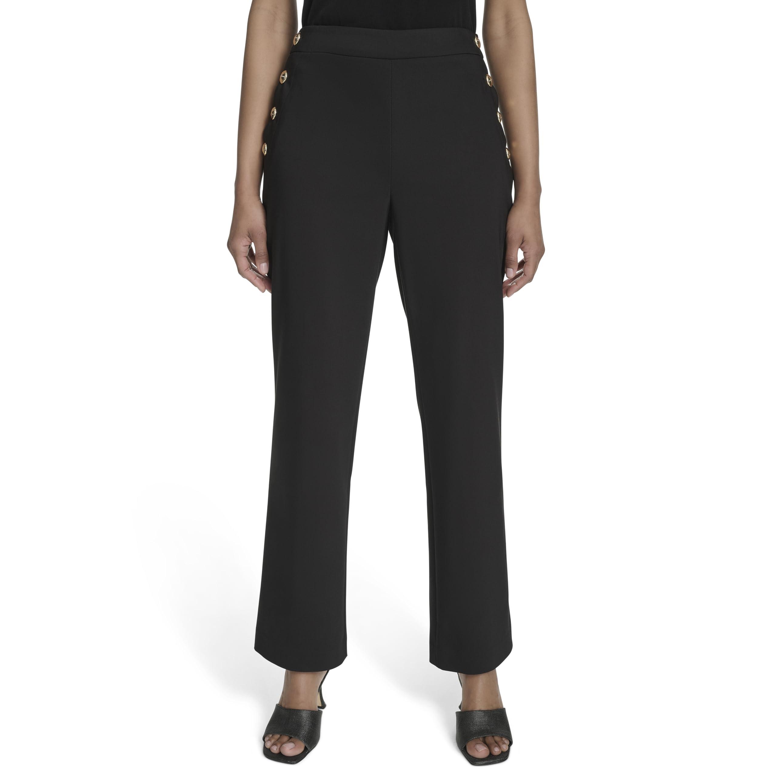 H HALSTON Womens Straight Leg Hidden Closure Office Workwear Pant